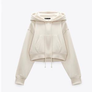 Cropped hoodie, sweatshirt ECRU